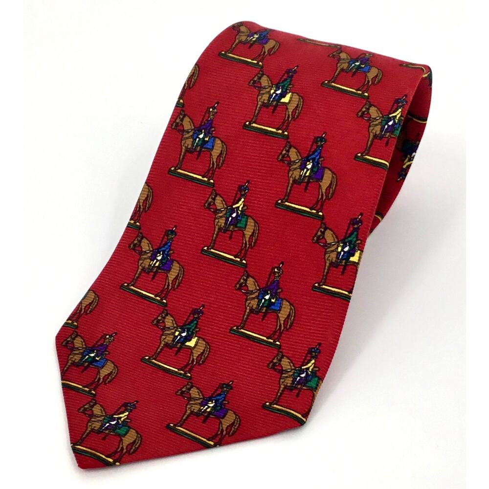 Vintage Chanel Paris Silk Horse Rider Equestrian Tie Made in Italy